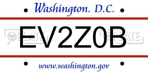 EV2Z0B District Of Columbia License Plate