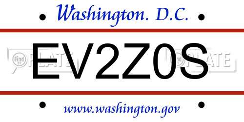 EV2Z0S District Of Columbia License Plate