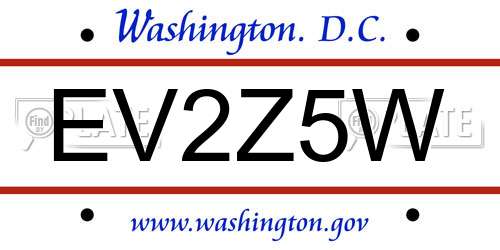 EV2Z5W District Of Columbia License Plate