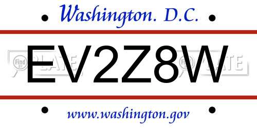 EV2Z8W District Of Columbia License Plate