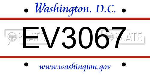 EV3067 District Of Columbia License Plate