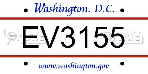 EV3155 District Of Columbia License Plate