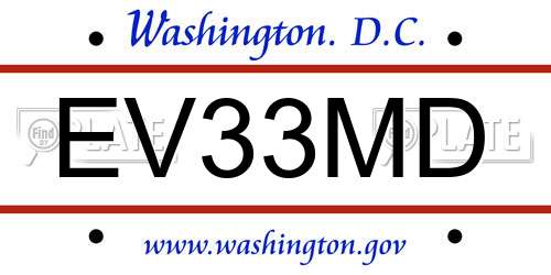 EV33MD District Of Columbia License Plate