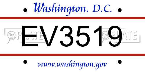 EV3519 District Of Columbia License Plate