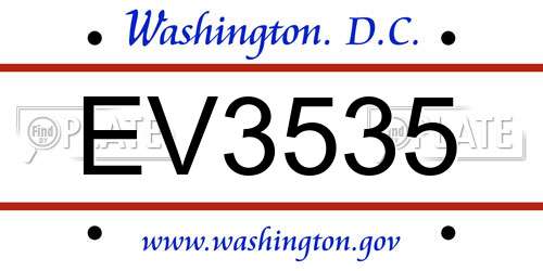 EV3535 District Of Columbia License Plate