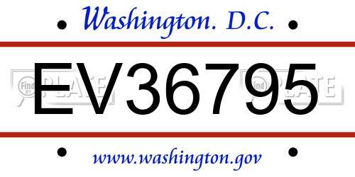 EV36795 District Of Columbia License Plate