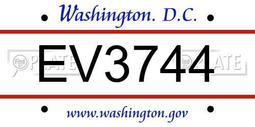 EV3744 District Of Columbia License Plate