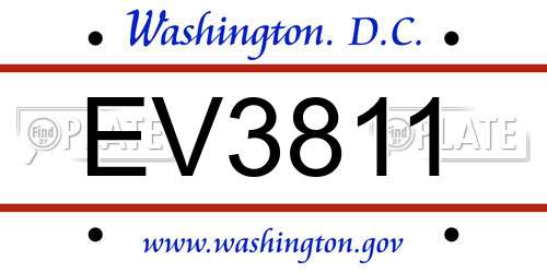 EV3811 District Of Columbia License Plate