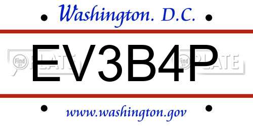 EV3B4P District Of Columbia License Plate