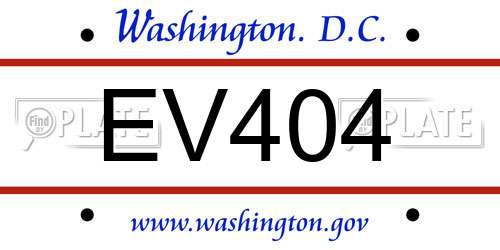 EV404 District Of Columbia License Plate