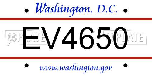 EV4650 District Of Columbia License Plate