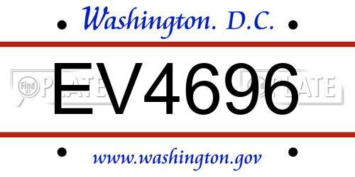 EV4696 District Of Columbia License Plate