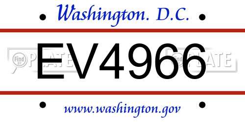 EV4966 District Of Columbia License Plate