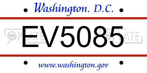 EV5085 District Of Columbia License Plate