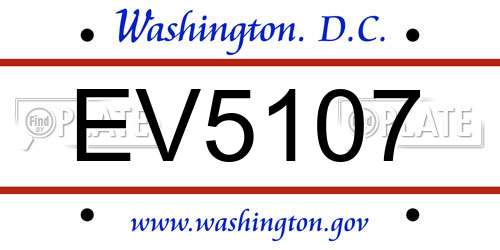 EV5107 District Of Columbia License Plate