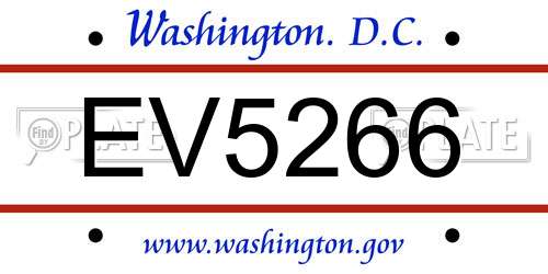 EV5266 District Of Columbia License Plate