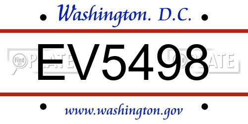 EV5498 District Of Columbia License Plate