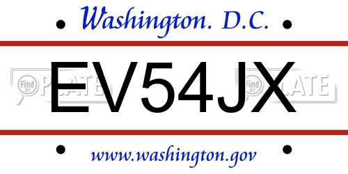 EV54JX District Of Columbia License Plate