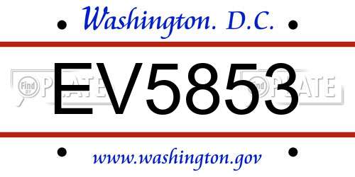 EV5853 District Of Columbia License Plate