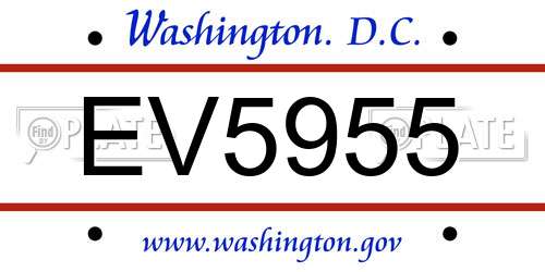 EV5955 District Of Columbia License Plate