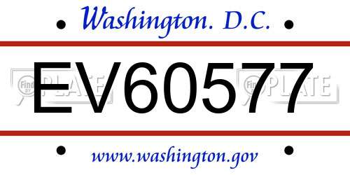 EV60577 District Of Columbia License Plate