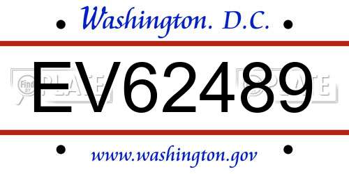 EV62489 District Of Columbia License Plate