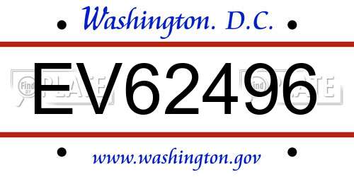 EV62496 District Of Columbia License Plate