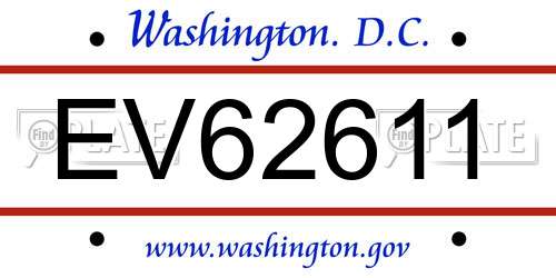 EV62611 District Of Columbia License Plate