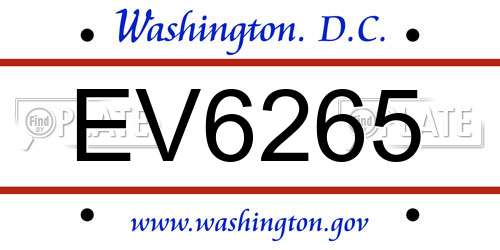 EV6265 District Of Columbia License Plate