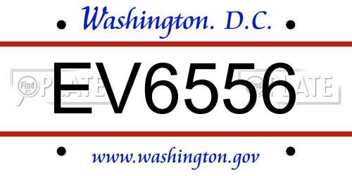 EV6556 District Of Columbia License Plate