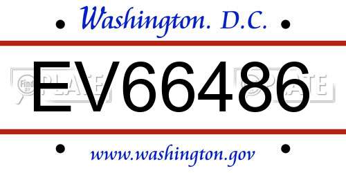EV66486 District Of Columbia License Plate