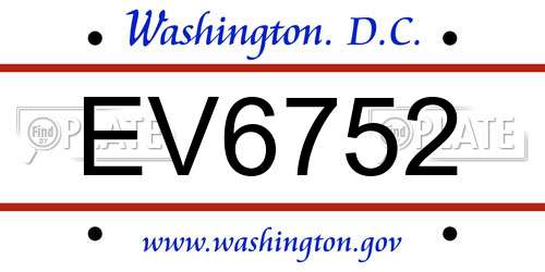 EV6752 District Of Columbia License Plate