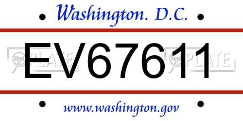 EV67611 District Of Columbia License Plate