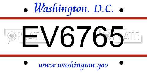 EV6765 District Of Columbia License Plate