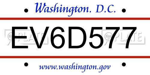 EV6D577 District Of Columbia License Plate