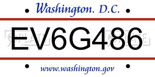 EV6G486 District Of Columbia License Plate