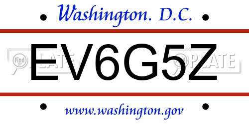 EV6G5Z District Of Columbia License Plate