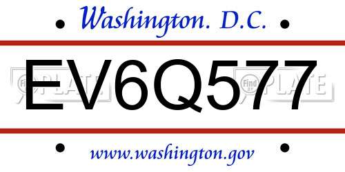 EV6Q577 District Of Columbia License Plate