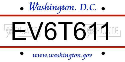 EV6T611 District Of Columbia License Plate