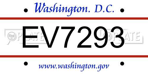 EV7293 District Of Columbia License Plate