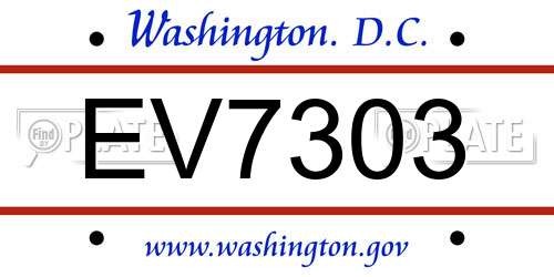 EV7303 District Of Columbia License Plate