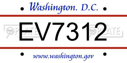 EV7312 District Of Columbia License Plate