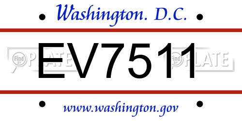 EV7511 District Of Columbia License Plate