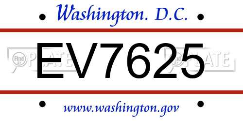 EV7625 District Of Columbia License Plate