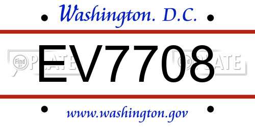 EV7708 District Of Columbia License Plate