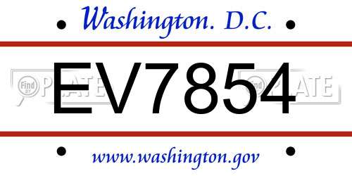 EV7854 District Of Columbia License Plate