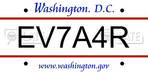 EV7A4R District Of Columbia License Plate