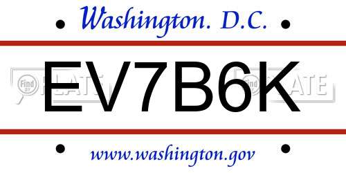 EV7B6K District Of Columbia License Plate