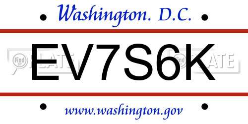 EV7S6K District Of Columbia License Plate