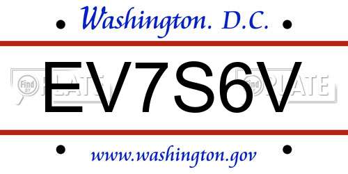EV7S6V District Of Columbia License Plate